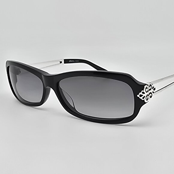 Brighton Geneva Gloss Black Silver Frame Grey Gradient Lens Sunglasses Hong Kong - Picture 1 of 13